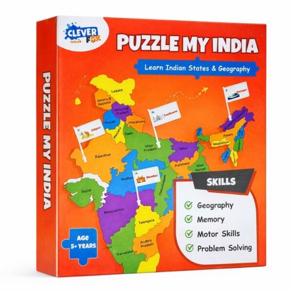 puzzle my india | educational india map puzzle toy | jigsaw puzzle with state shaped pieces & mini flags for learning indian states & capitals (india map states & capitals & flags)