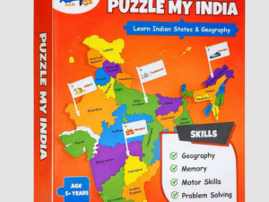 puzzle my india – states & capitals educational map puzzle for kids | india jigsaw with state shaped pieces, mini flags, 28 flash cards with facts & q&a (age 5+) | clever fox funlab