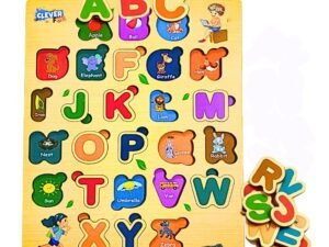 wooden abc alphabet puzzle board for kids – a to z letter learning toy, montessori educational wooden puzzle for toddlers age 2, 3, 4 years, preschool activity board