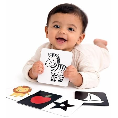 Clever Fox 3-Stage Baby Flash Cards | 32 High Contrast B&W to Full Color Sensory Objects | Montessori Tummy Time Newborn Toys | 0-18 Months | Educational Development