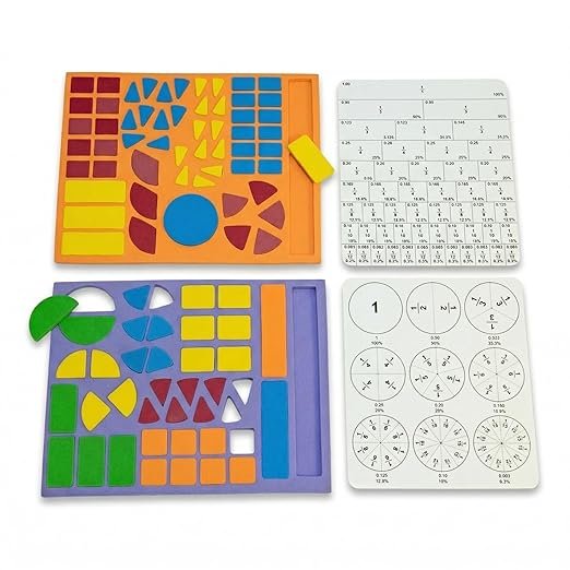 Fraction Manipulatives Learning Puzzle - EVA Foam Math Games for Kids Ages 4-8, Sensory Water-Sticking Fractions Set with Activity Sheets, Educational Home School Classroom Supplies